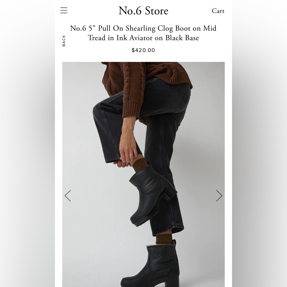 No.6 5" Pull On Shearling Clog Boot. Size 40